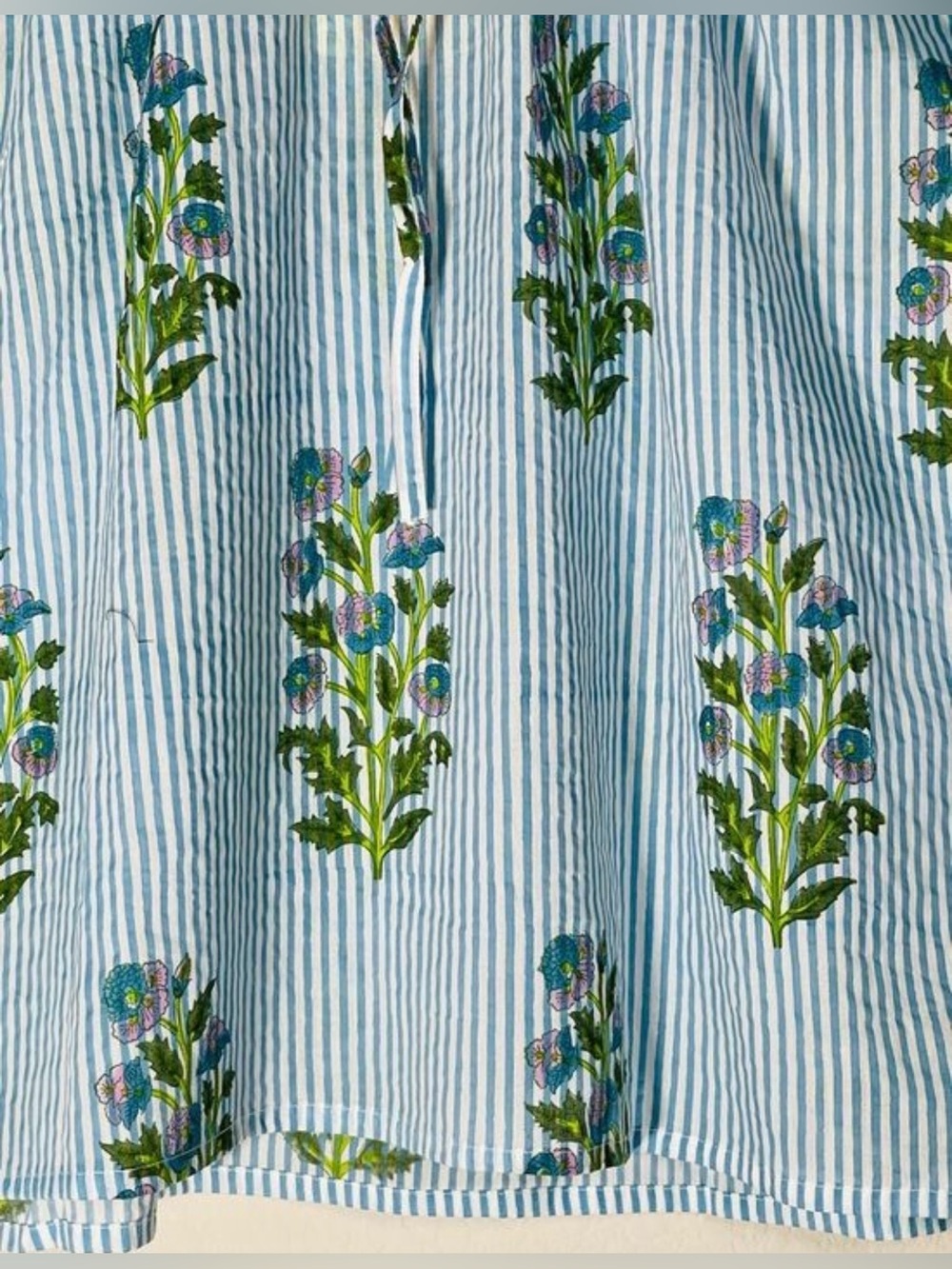 SZ CORNFLOWER BLUE ANEEZA PRINT & THIN STRIPE IDA TOP SIZE SMALL - Picture 8 of 11